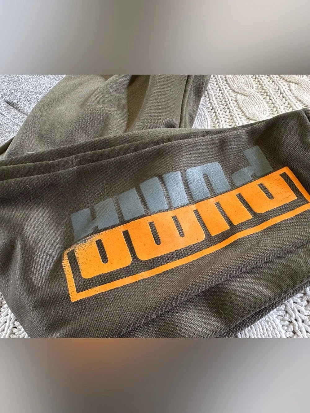 Puma Olive and Gray Two-Piece Set with Orange Logo - Picture 2 of 3